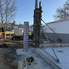 Eingangsbereich Rundstütze und Wandabschnitt