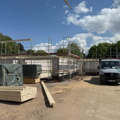 Gerüststellung Personal und Funtionsgebäude