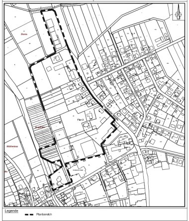 Plangebietsabgrenzung für die Flächennutzungsplanänderung 05-2022, Stadtteil Würges (ohne Maßstab).
