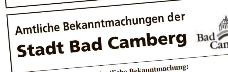 Hinweis auf Amtliche Bekanntmachungen 